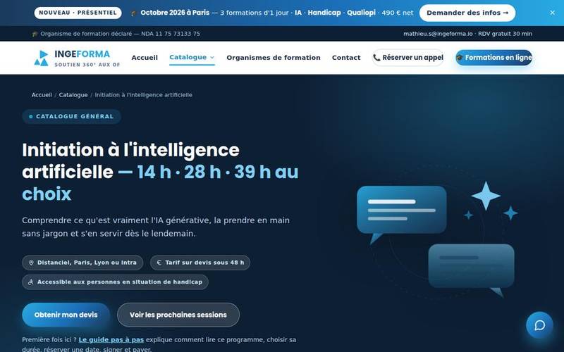 Fiche formation structurée selon les indicateurs Qualiopi